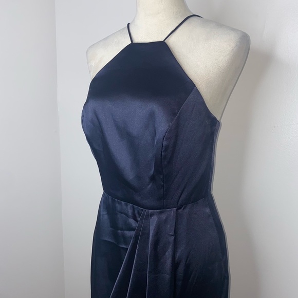 After Six NWT halter charmeuse midi bridesmaid dress size 8 midnight - Picture 8 of 13